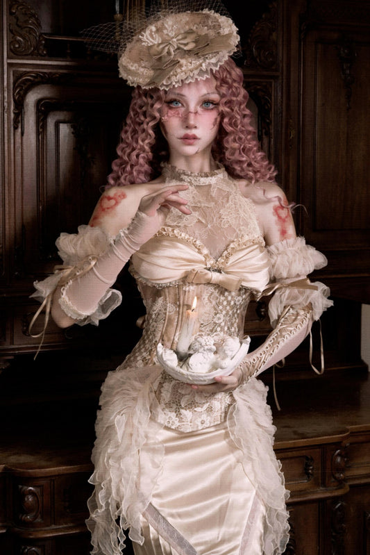 Elegant Herringbone Corset Slim Tunic Top Set