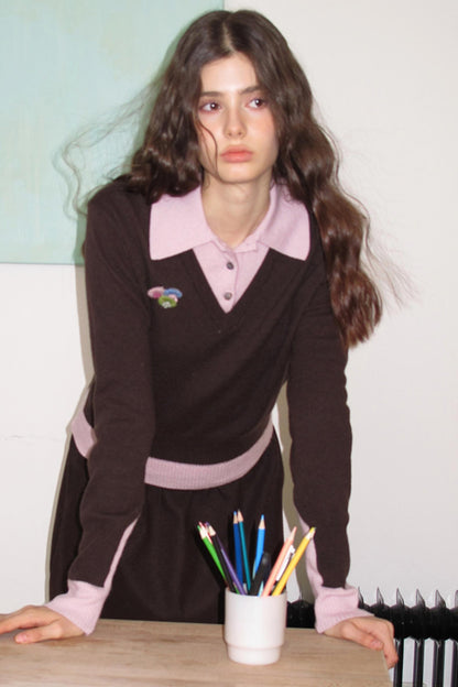 Sakura Brown Wool Top