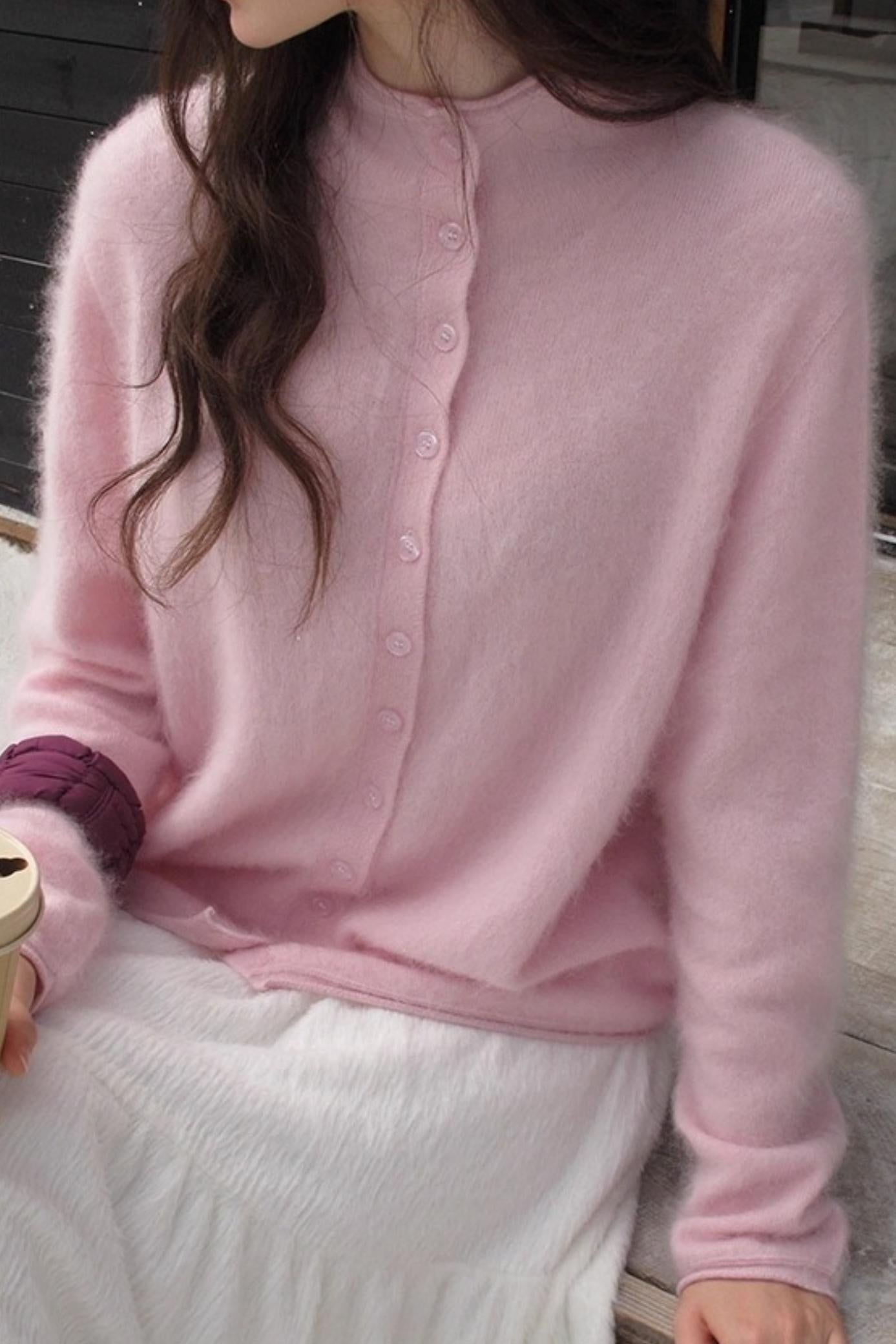 Elf White Wool Cashmere Cardigan Set-Up