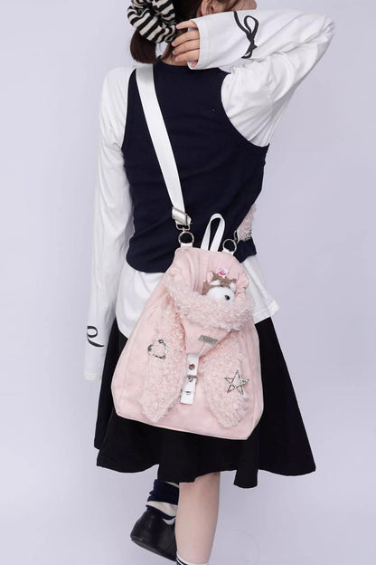 Cute Furry Rabbit Ear Backpack
