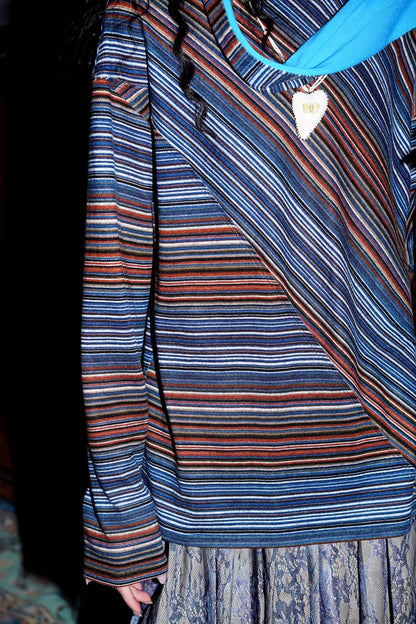 Striped Brushed Long-Sleeved Top