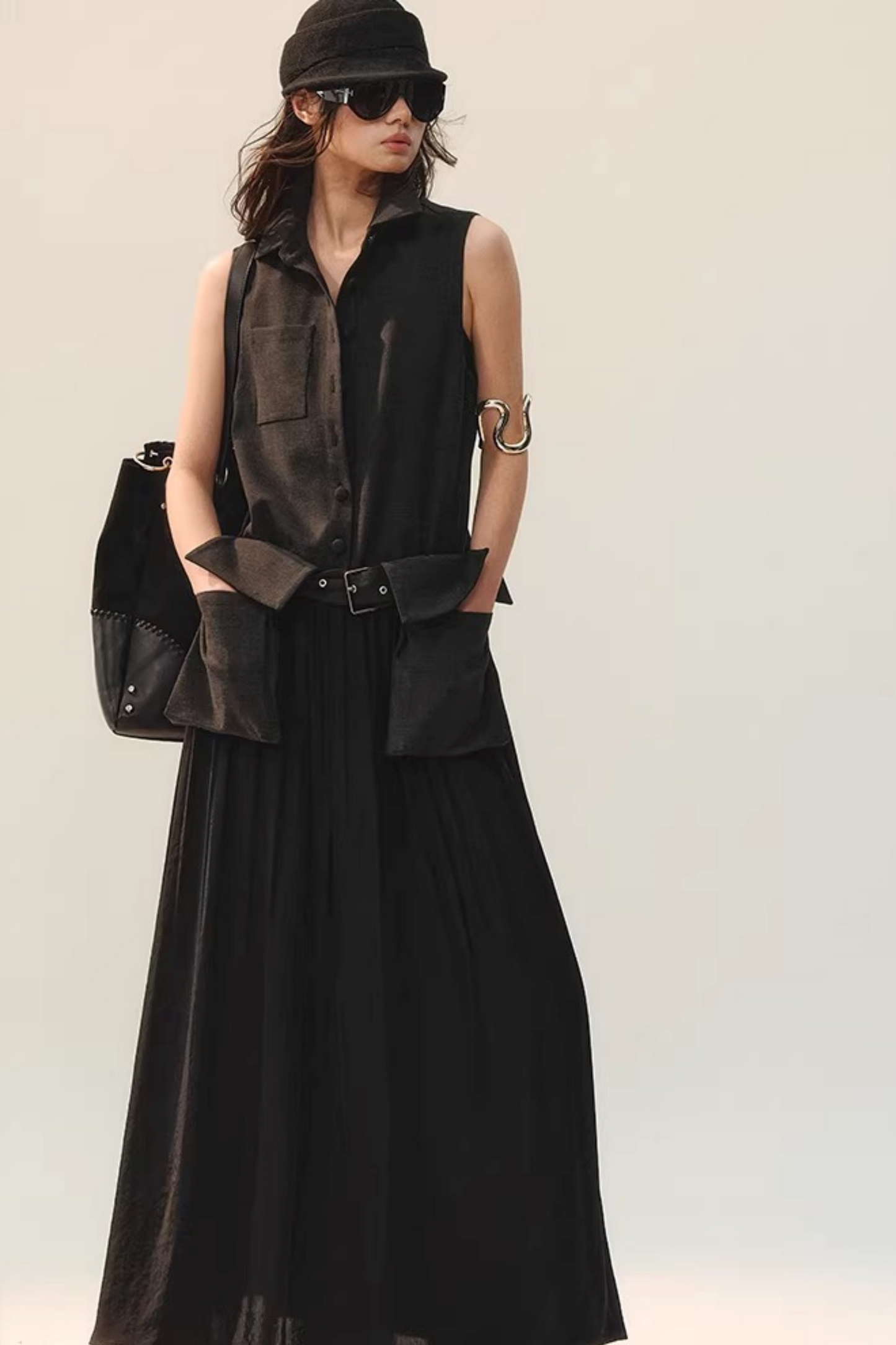 Ink Tone Belted Dress