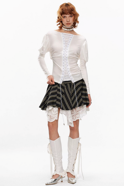 Retro Knit Off-Shoulder Top