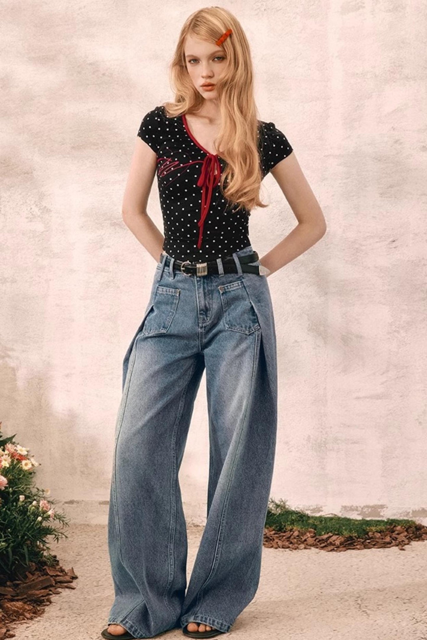 Summer Pleated Denim Pants