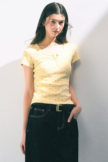 Floral Slim Fit Knit T-Shirt