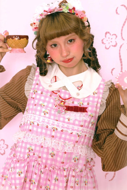 Pink Check Print Rabbit Sundress