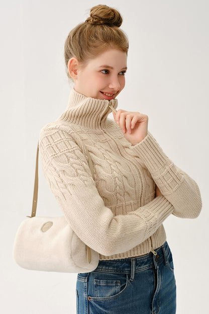 Plush Patchwork Leather Bag