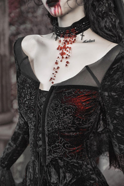 Crimson Blood Velvet Fishtail Dress