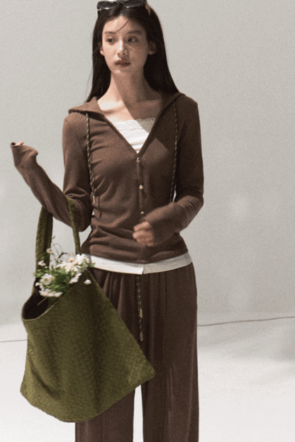 Tears Knit Top & Wide-Leg Pants Set-Up