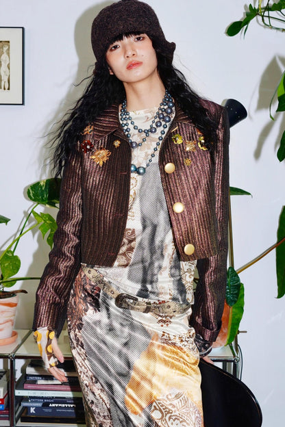 Gold Silk Glitter Jacket