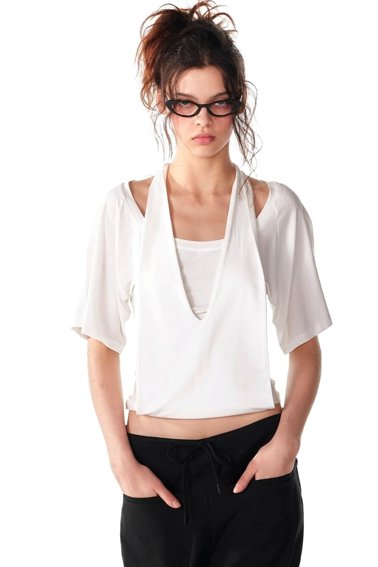 Soft Skin-Friendly Halterneck Stretch T-Shirt