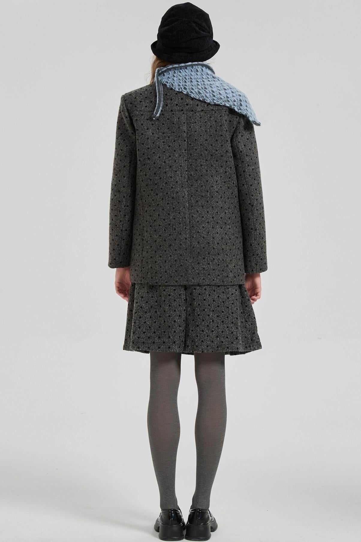 Winter Gray Polka Dot Woolen Suit Set-Up