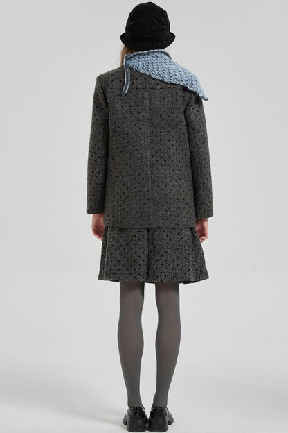 Winter Gray Polka Dot Woolen Suit Set-Up