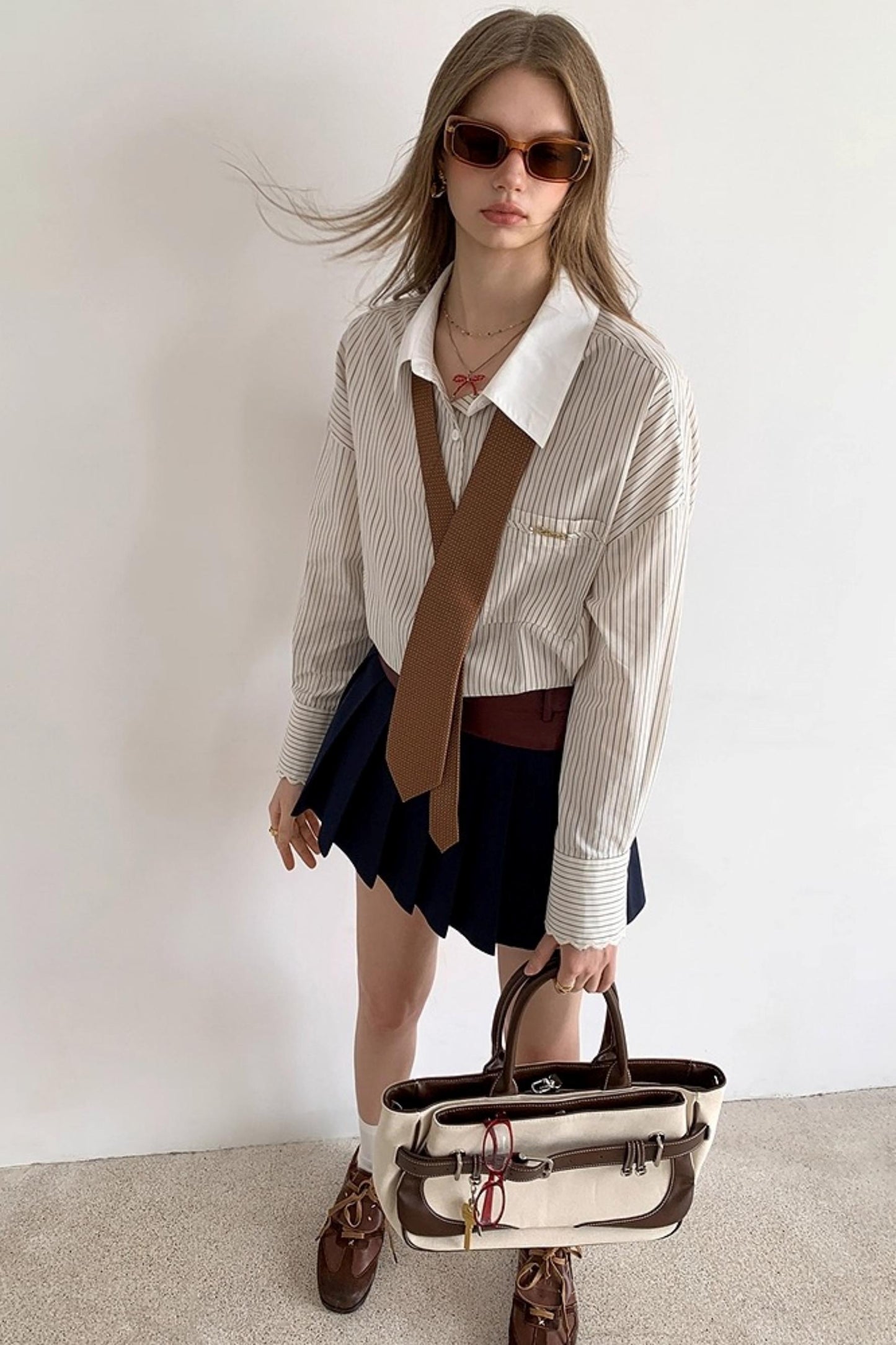 Double Waist Pleated Skirt