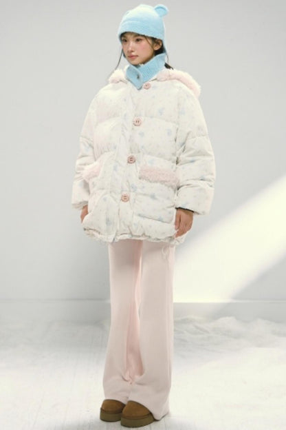 Pink Fleece Drawstring Bootcut Pants