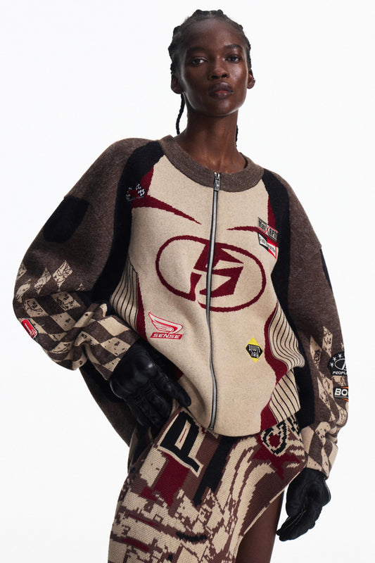 Racing Contrast Knit Top