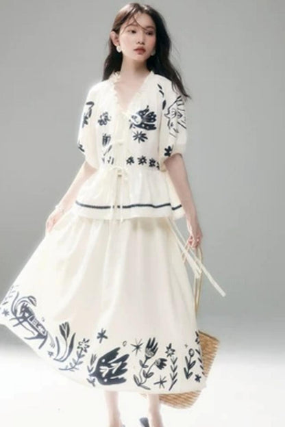 Floral Pony Linen Skirt