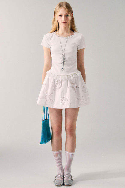 Starfish White Mini Skirt