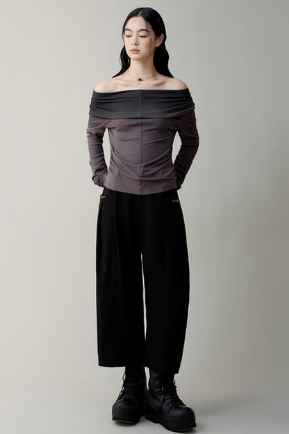 Metallic Rose Stacked Cropped Cocoon Pants