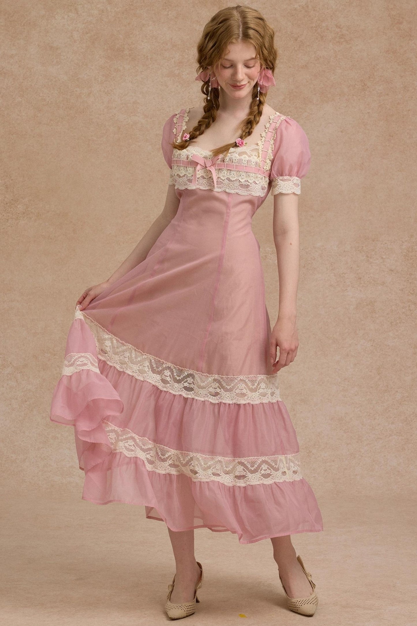 Tulip Satin Ribbon Pink Dress