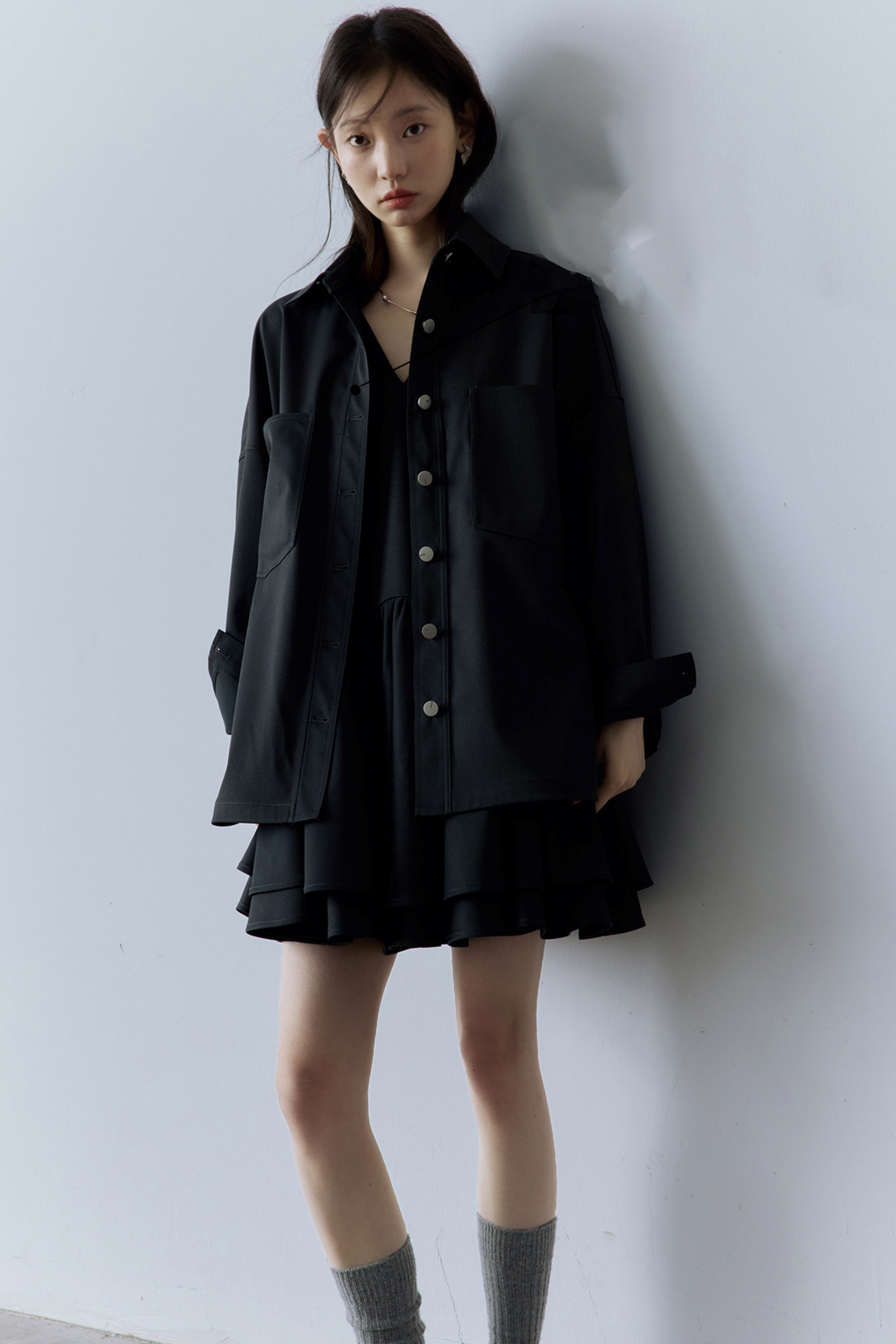 Oversize Hemdjacke aus Essigwolle