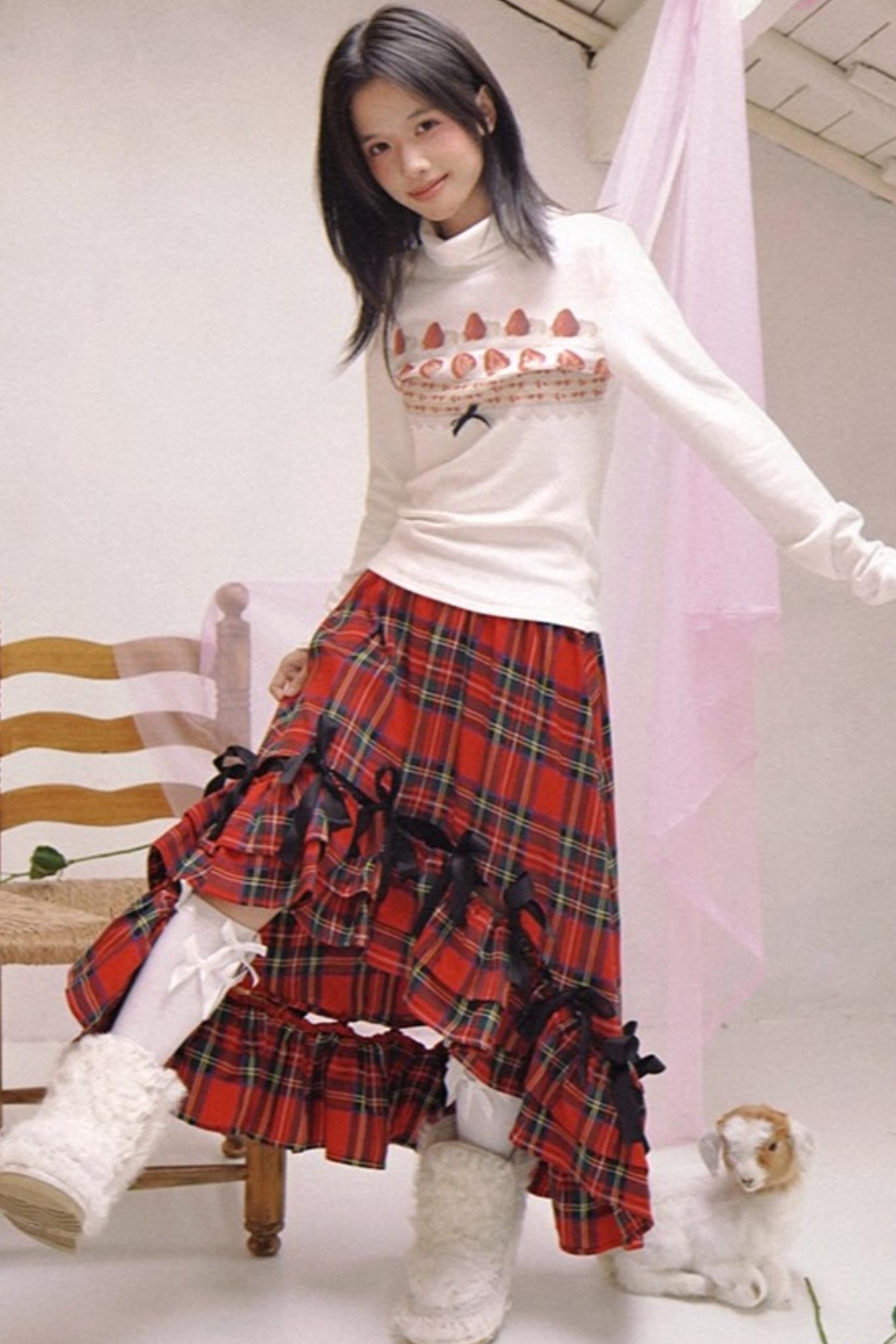 Happy Birthday Strawberry Cake Turtleneck Top