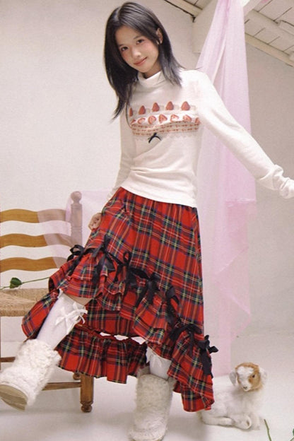 Happy Birthday Strawberry Cake Turtleneck Top