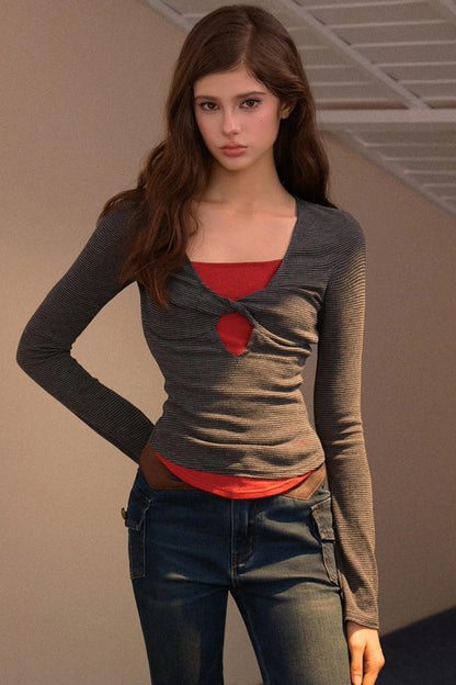 Color-Block Patchwork Base T-Shirt