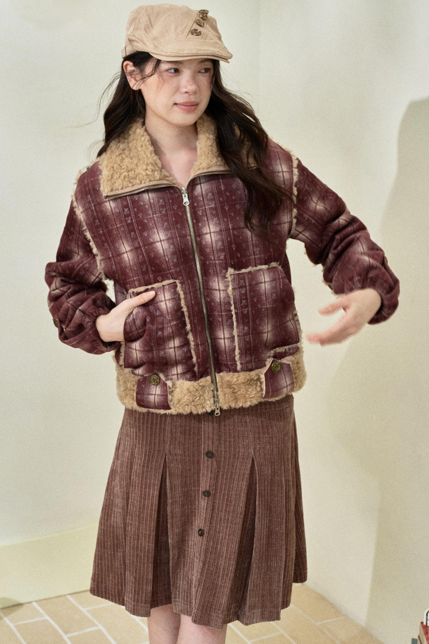 Burgundy Plaid Reversible Jacket