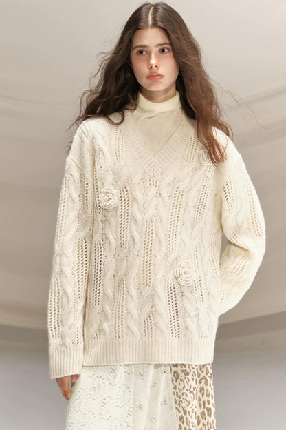 Raccoon Wool Crochet Sweater