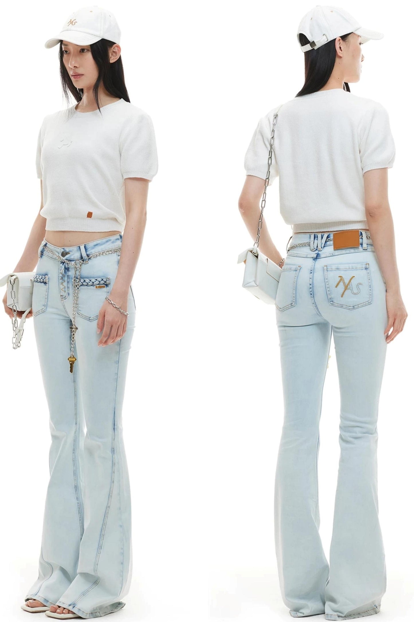 Hand-Woven Denim Flared Pants