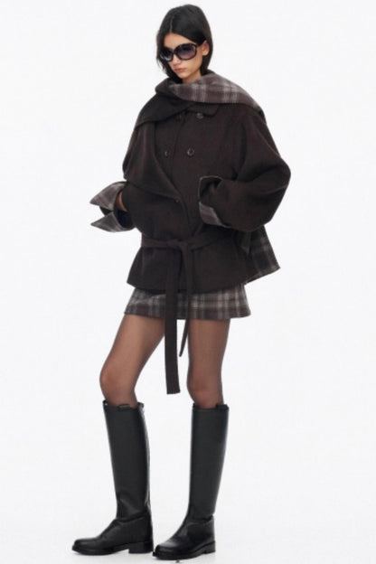 Lapel Asymmetrical Wool Coat Set-Up