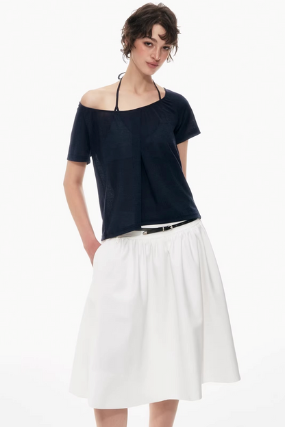 Two-Tone Linen Asymmetrical Top
