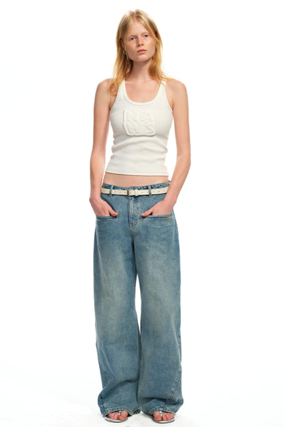 Textured Woolen U-Neck Tank Top