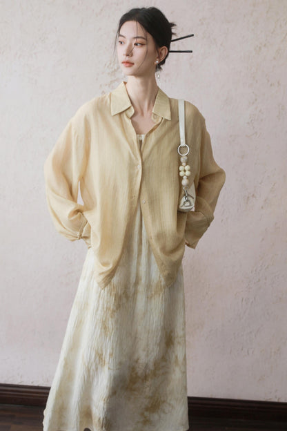 Sun-Protective Yellow Striped Shirt