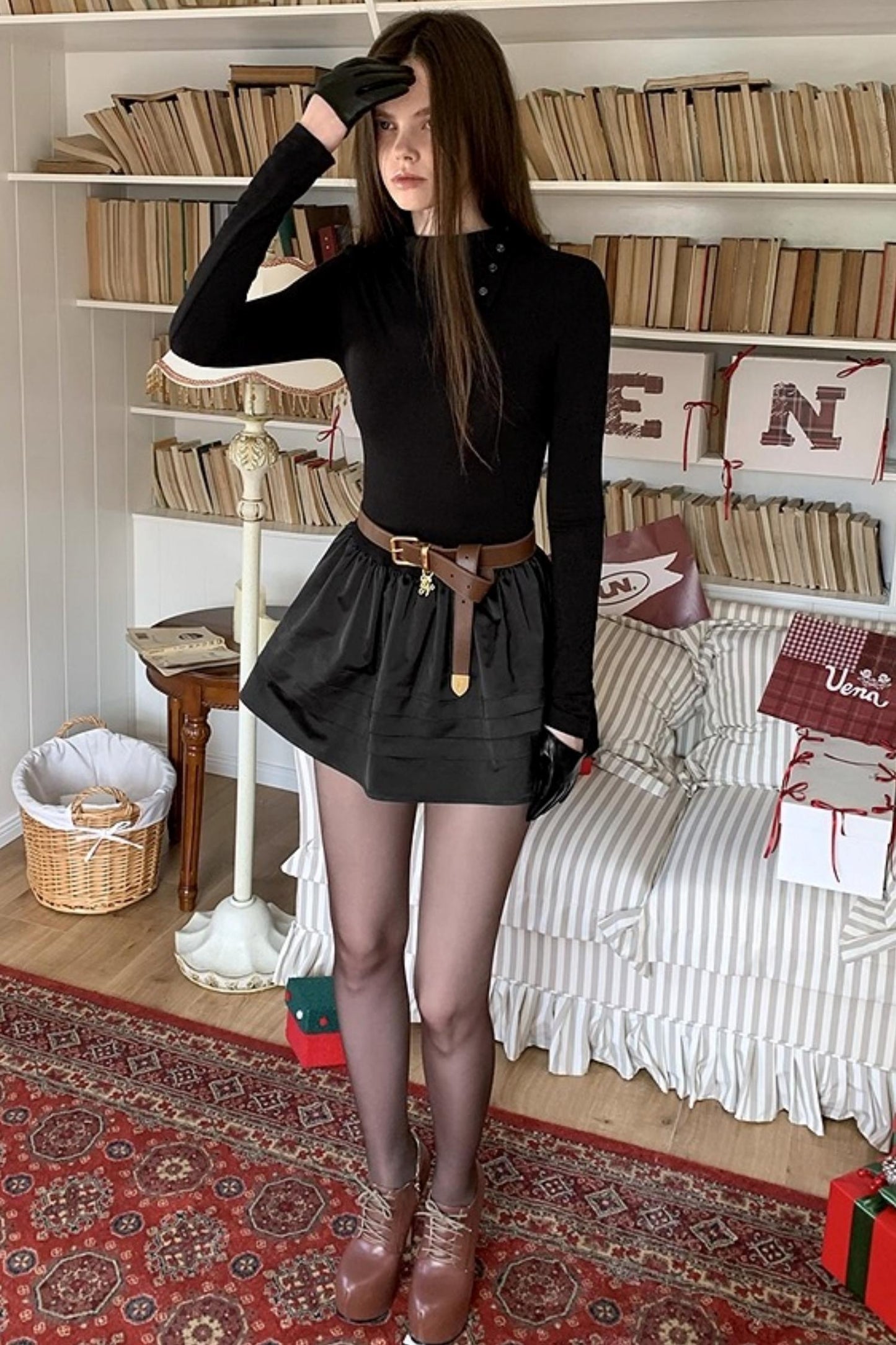 Black Layered Knit Dress Set