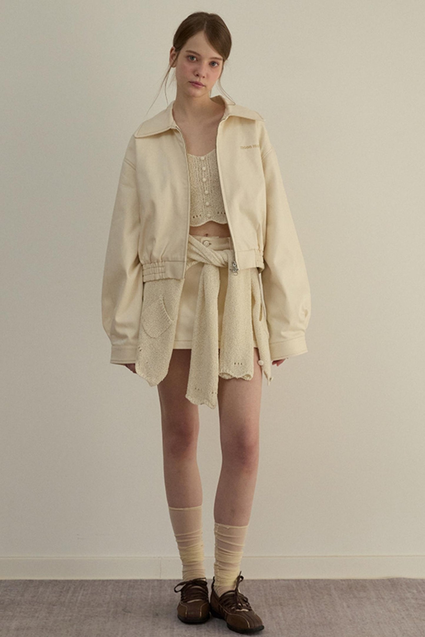 Embroidered A-Line Jacket Skirt Set-Up