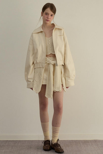 Embroidered A-Line Jacket Skirt Set-Up