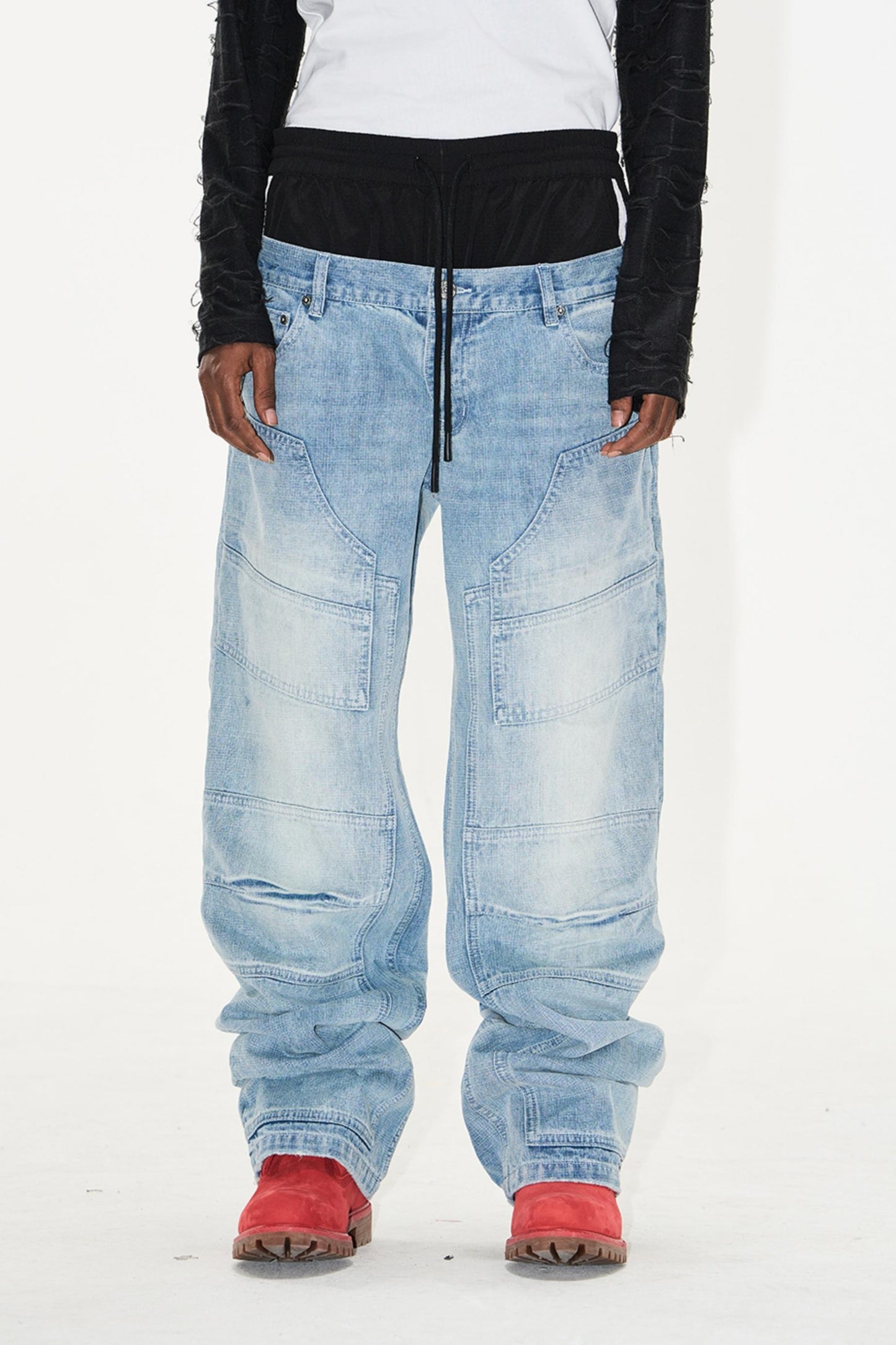Double-Waist Denim Pants