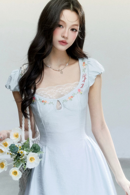 Summer Lace Embroidered Short Dress