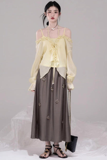 Feathered Tie & Suspenders Set