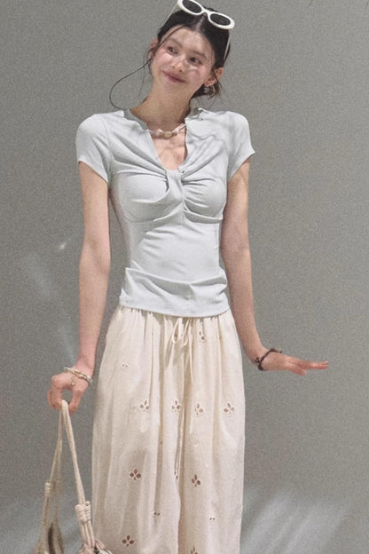 V-Neck Beaded T-Shirt