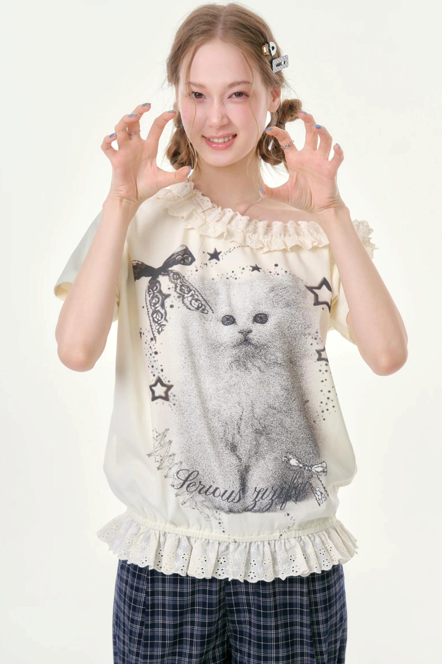 Star Dust Cat Lace T-Shirt