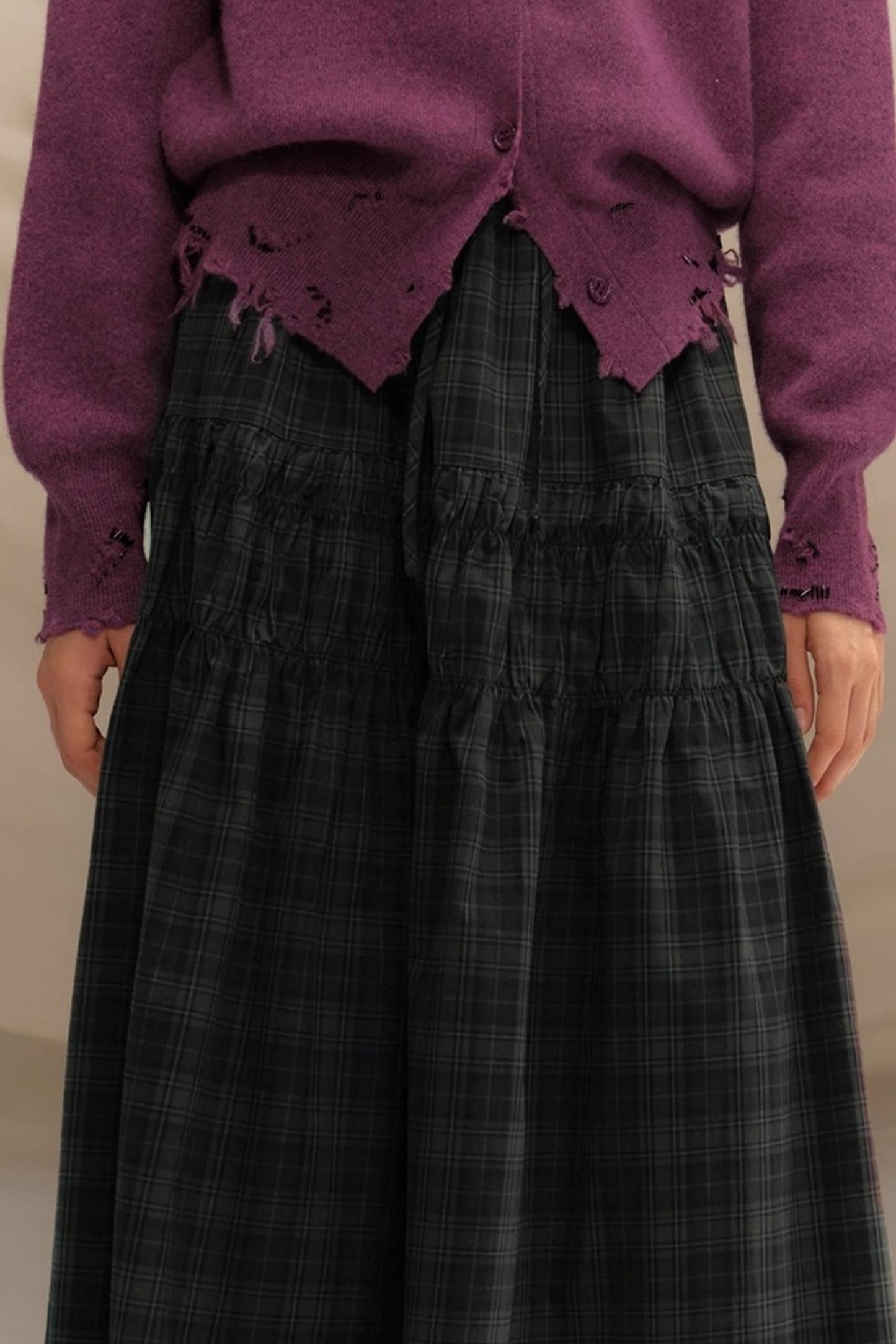Vintage College Plaid Pleated Skirt