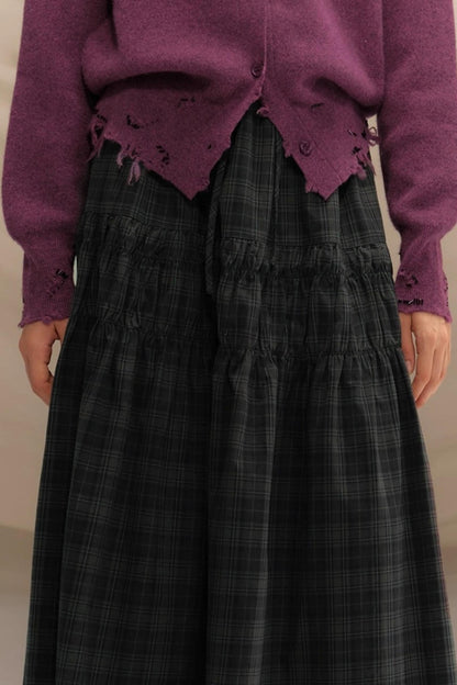 Vintage College Plaid Pleated Skirt