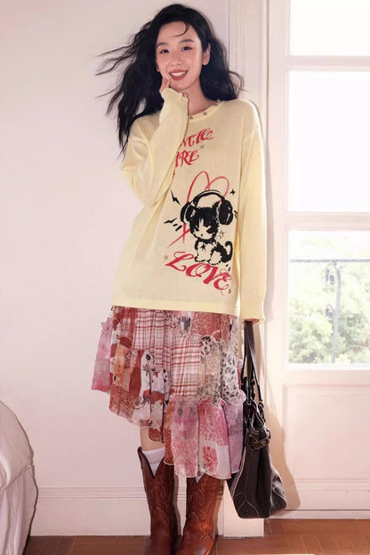 Cake Plaid Print Skirt
