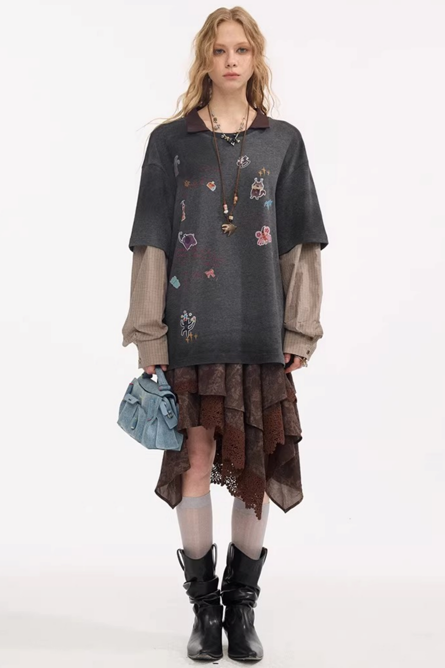 Cartoon Print Retro Sweater