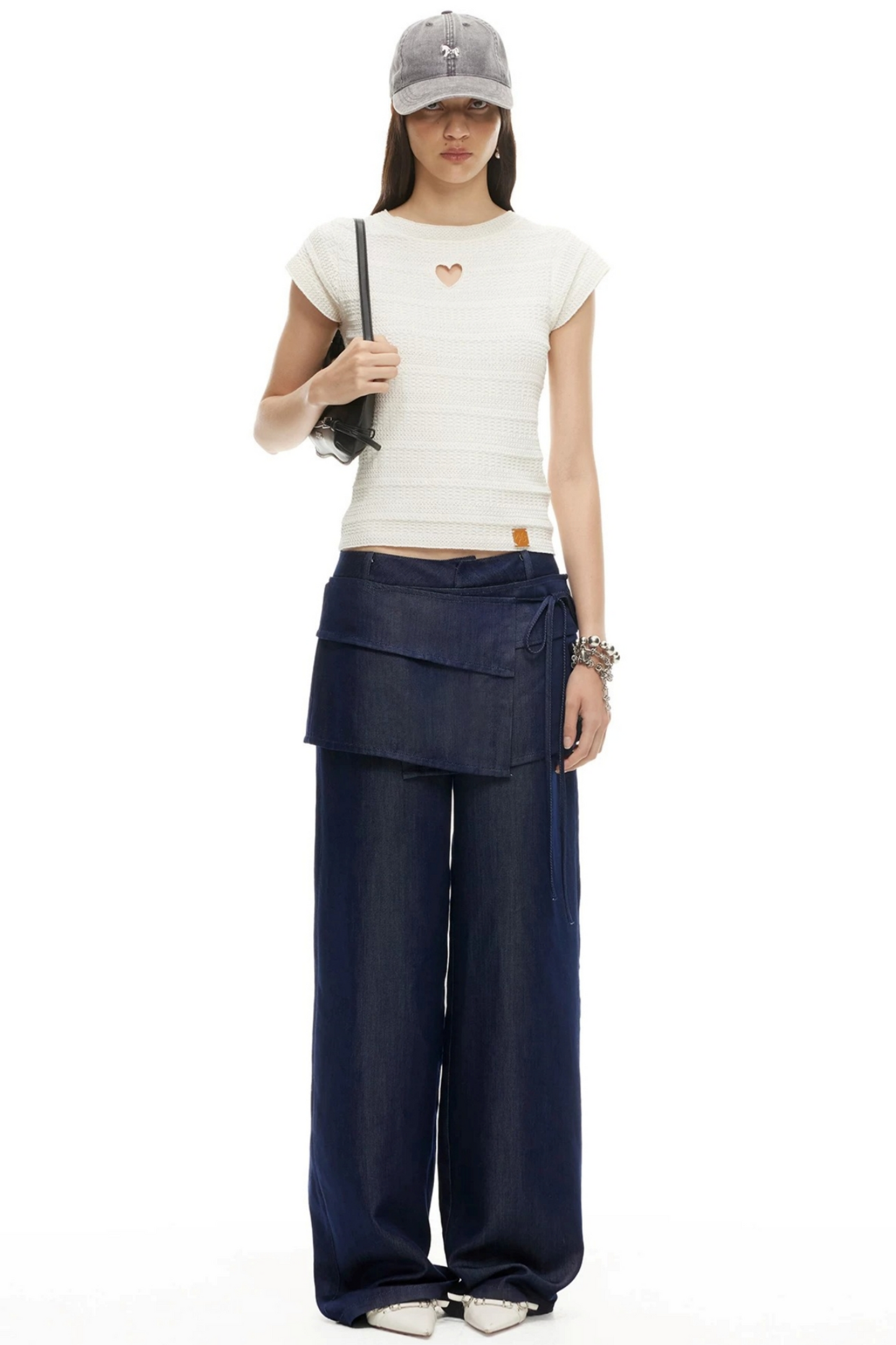 Lyocell Wide-Leg Pants Detachable Skirt