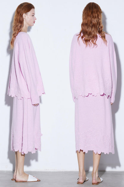 Wool Flower Embroidery Skirt Set-Up