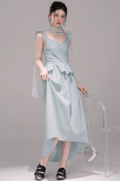 Light Teal Sheer Ribbon Dress Set